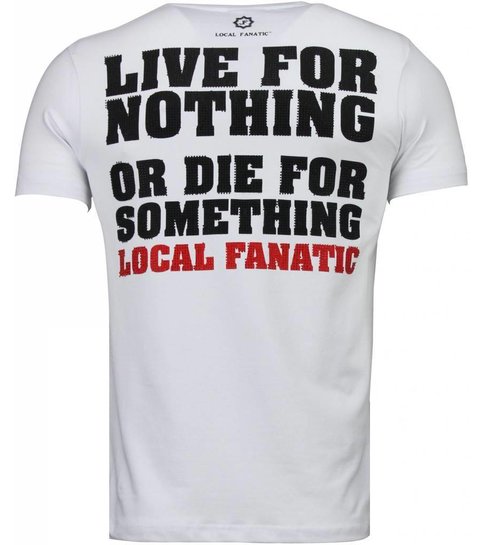 Local Fanatic Rambo - Rhinestone T-shirt - Wit