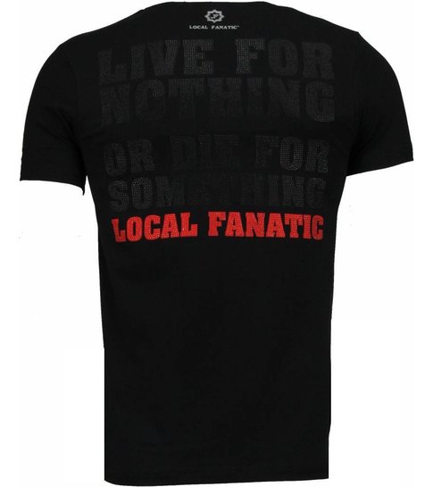 Local Fanatic Rambo - Rhinestone T-shirt - Zwart