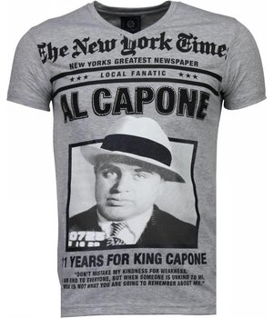 Local Fanatic Al Capone - Rhinestone T-shirt - Grijs