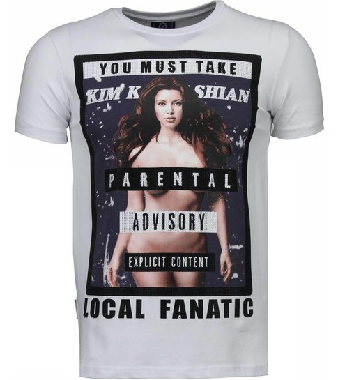Local Fanatic Kim Kardashian - Rhinestone T-shirt - Wit