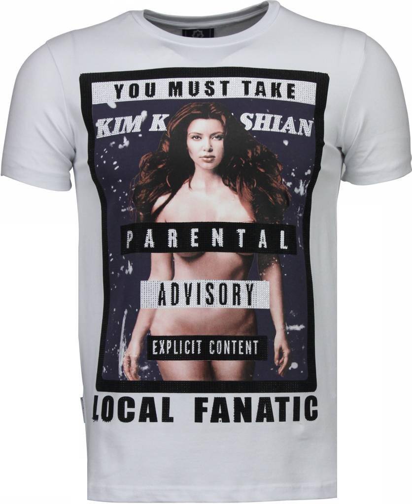 Local Fanatic Kim Kardashian Rhinestone T Shirt Wit local fanatic kopen in de aanbieding Local Fanatic Kim Kardashian Rhinestone T Shirt Wit local fanatic kopen in de aanbieding