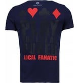Local Fanatic Hot & Famous Poker - Bar Refaeli Rhinestone T-shirt - Navy