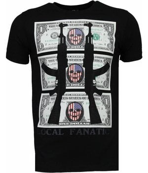 Local Fanatic AK-47 Dollar - Rhinestone T-shirt - Zwart