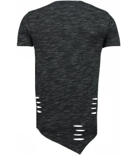 TONY BACKER Sleeve Ripped - T-Shirt - Zwart