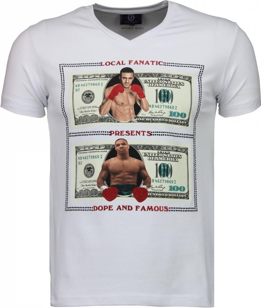 Local Fanatic Golden Boy Vs Iron Mike T Shirt Wit local fanatic kopen in de aanbieding
