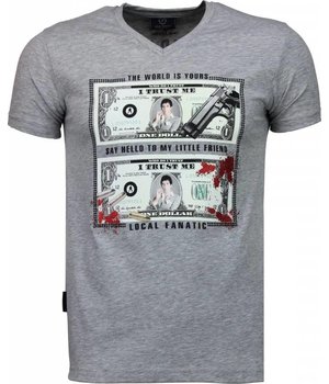 Local Fanatic Scarface Dollar - T-shirt - Grijs