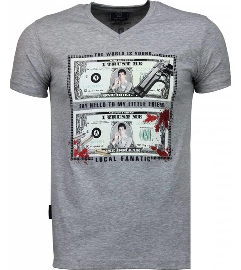 Local Fanatic Scarface Dollar - T-shirt - Grijs