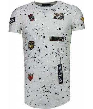 JUSTING Exclusief Military Patches Paint Splash - T-Shirt - Wit