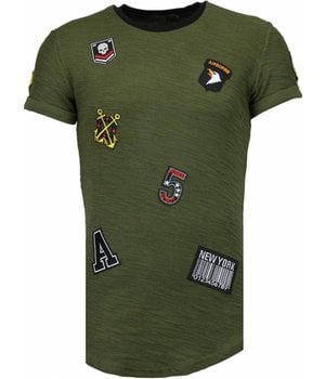 JUSTING Exclusief Military Patches - T-Shirt - Groen