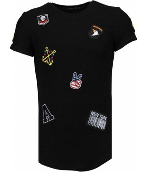 JUSTING Exclusief Military Patches - T-Shirt - Zwart