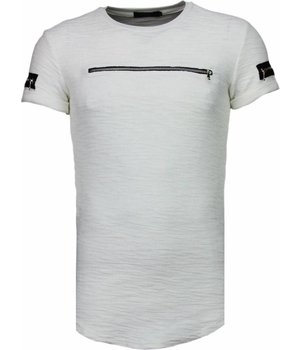 JUSTING Exclusief Zipped Chest - T-Shirt - Wit