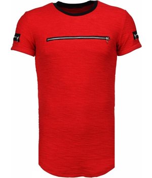 JUSTING Exclusief Zipped Chest - T-Shirt - Rood