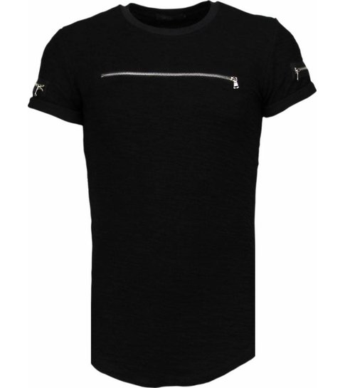 JUSTING Exclusief Zipped Chest - T-Shirt - Zwart