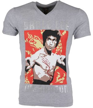 Local Fanatic T-shirt - Bruce Lee the Dragon - Grijs