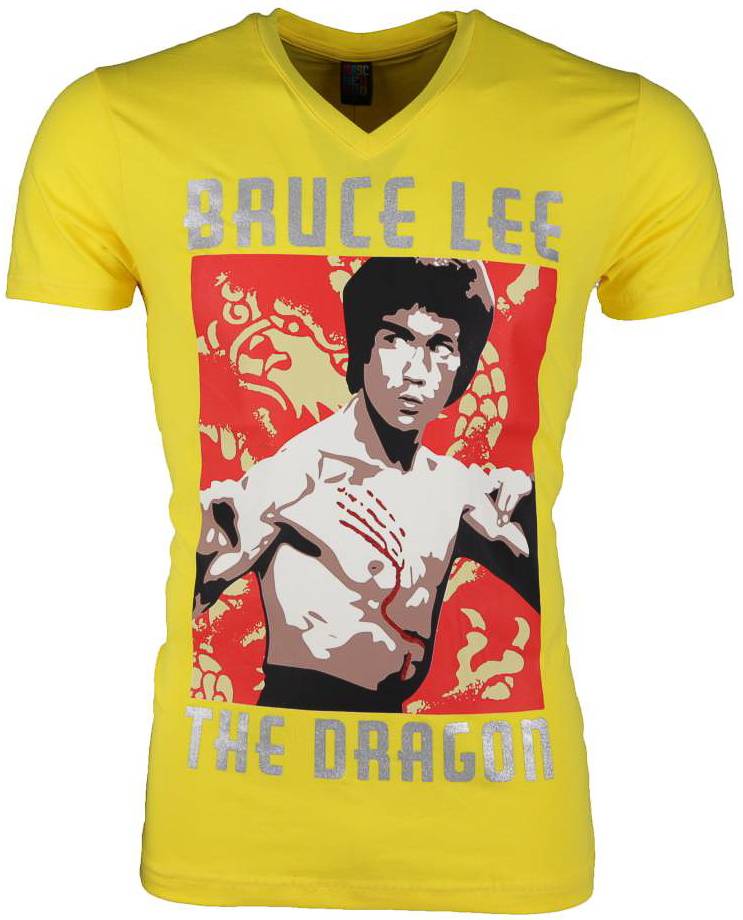 Mascherano T Shirt Bruce Lee The Dragon Geel mascherano kopen in de aanbieding