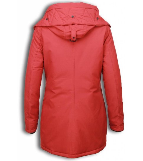 Adrexx Dames Winterjassen met Bontkraag Uitverkoop - Rode Parka vrouwen