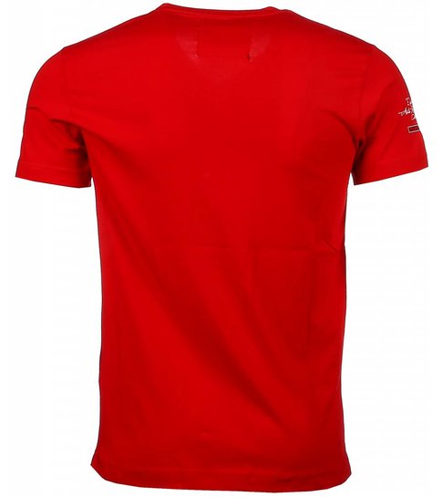 David Copper Italiaanse T-shirt - Korte Mouwen Heren - Borduur Automobile Club - Rood