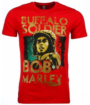 Local Fanatic T-shirt - Bob Marley Buffalo Soldier Print - Rood