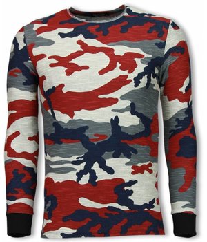 TONY BACKER Army Shirt Zipped Back - Long Fit Sweater - Camo