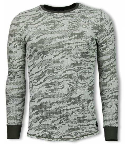 TONY BACKER Army Look Shirt - Long Fit Sweater - Groen