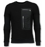 JUSTING Ribbel Arm met Kevlar Pocket - Sweater - Zwart