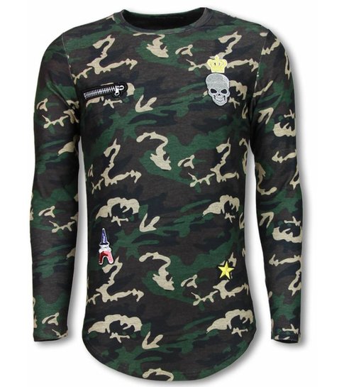 JUSTING King of Army Shirt- Long Fit Sweater - Camouflage