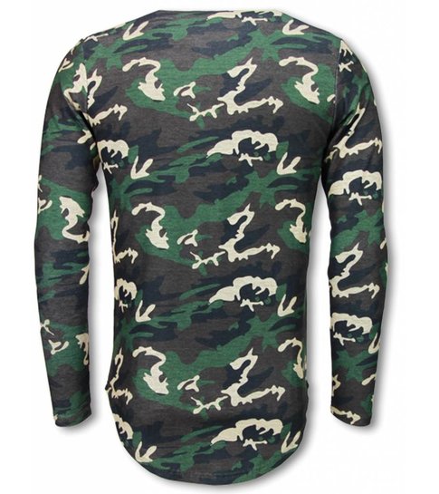 JUSTING King of Army Shirt- Long Fit Sweater - Camouflage