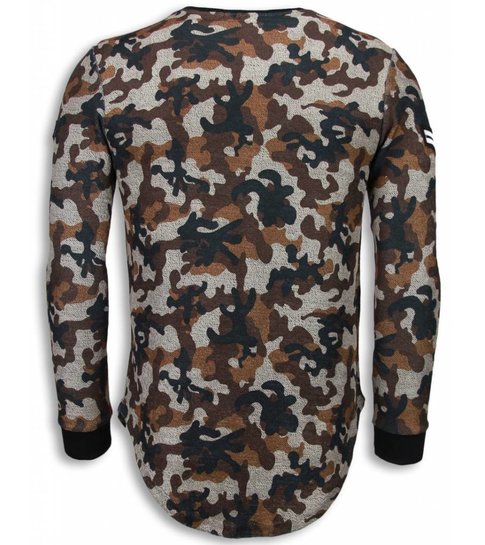 JUSTING 23th US Army Camouflage Shirt - Long Fit Sweater - Bruin