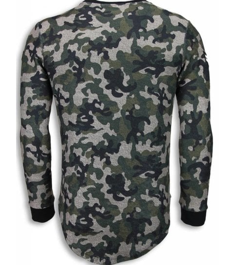 JUSTING 23th US Army Camouflage Shirt - Long Fit Sweater - Groen