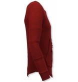 JUSTING Ribbel Schoulder Trui - Damaged Pocket Sweater - Rood