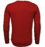 JUSTING Ribbel Schoulder Trui - Damaged Pocket Sweater - Rood