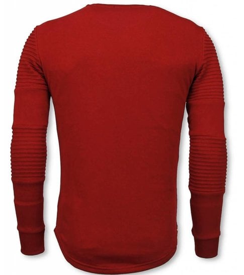 JUSTING Ribbel Schoulder Trui - Damaged Pocket Sweater - Rood