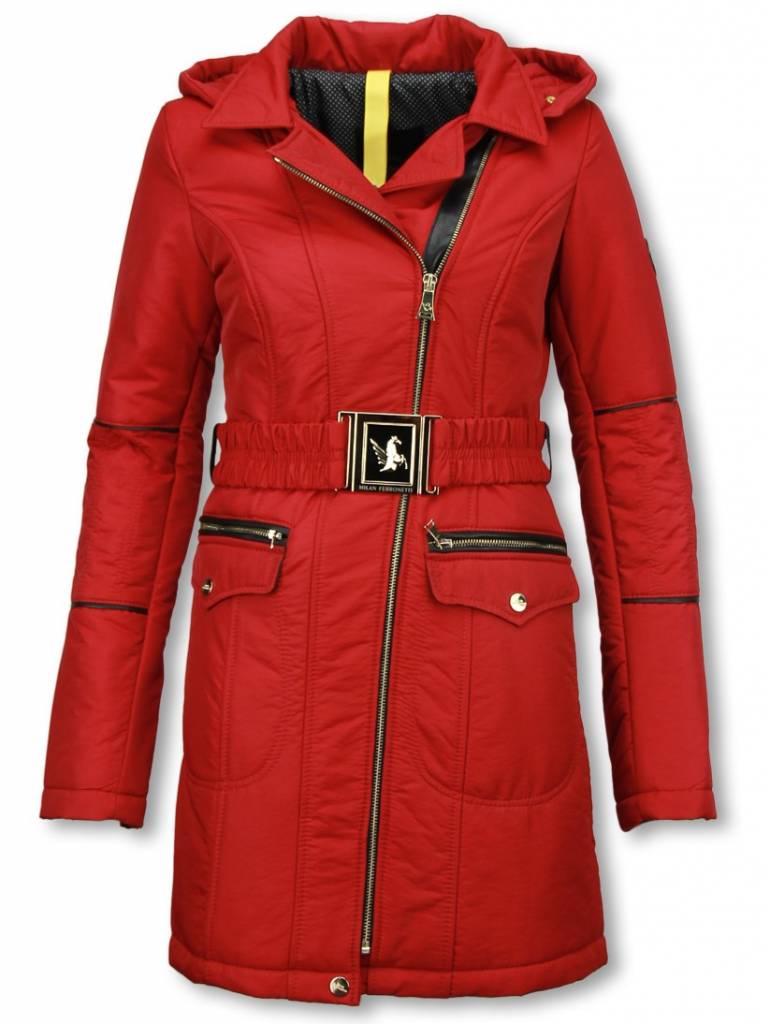 Lange Winterjas met Bontkraag Dames | Gratis Verzending | - Style Italy