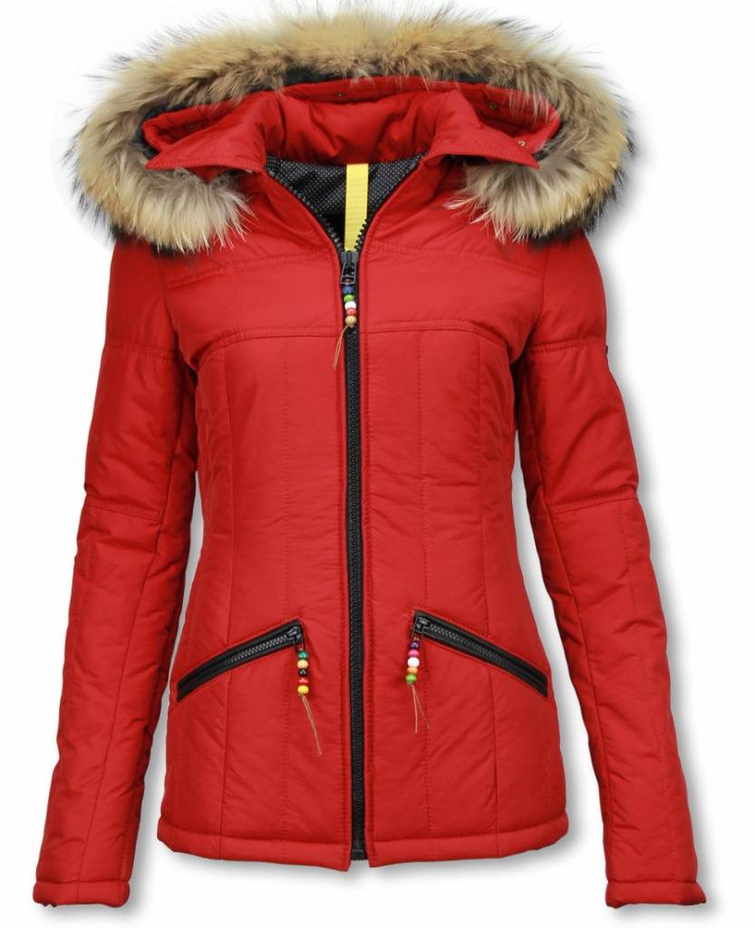 Eenheid Mevrouw vertraging Rode Jassen met Bontkraag - Warme Dames Winterjassen - Style Italy