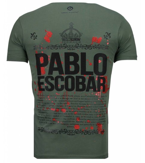 Local Fanatic Pablo Escobar Boss - Rhinestone T-shirt - Groen