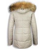 Milan Ferronetti Winterjassen - Dames Winterjas Kort- Xtra Pocket Edition - Beige