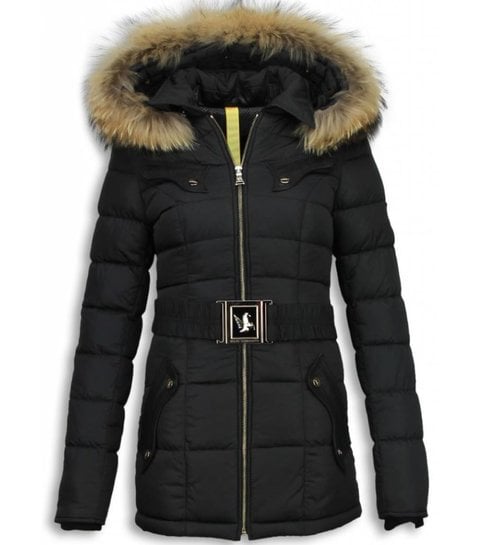 Lange Dames Winterjassen Bontkraag | Winter Parka | - Style Italy