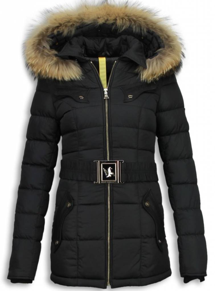 Lange Dames Winterjassen Bontkraag | Winter Parka | - Style Italy