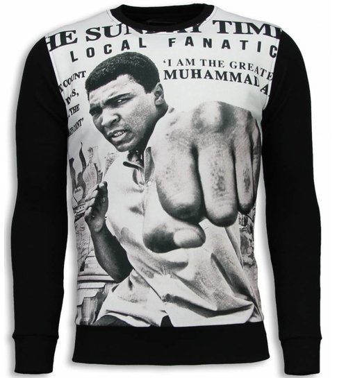 Local Fanatic Muhammad Ali Newspaper - Sweater - Zwart