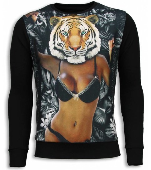 Local Fanatic Tiger Chick - Sweater - Zwart