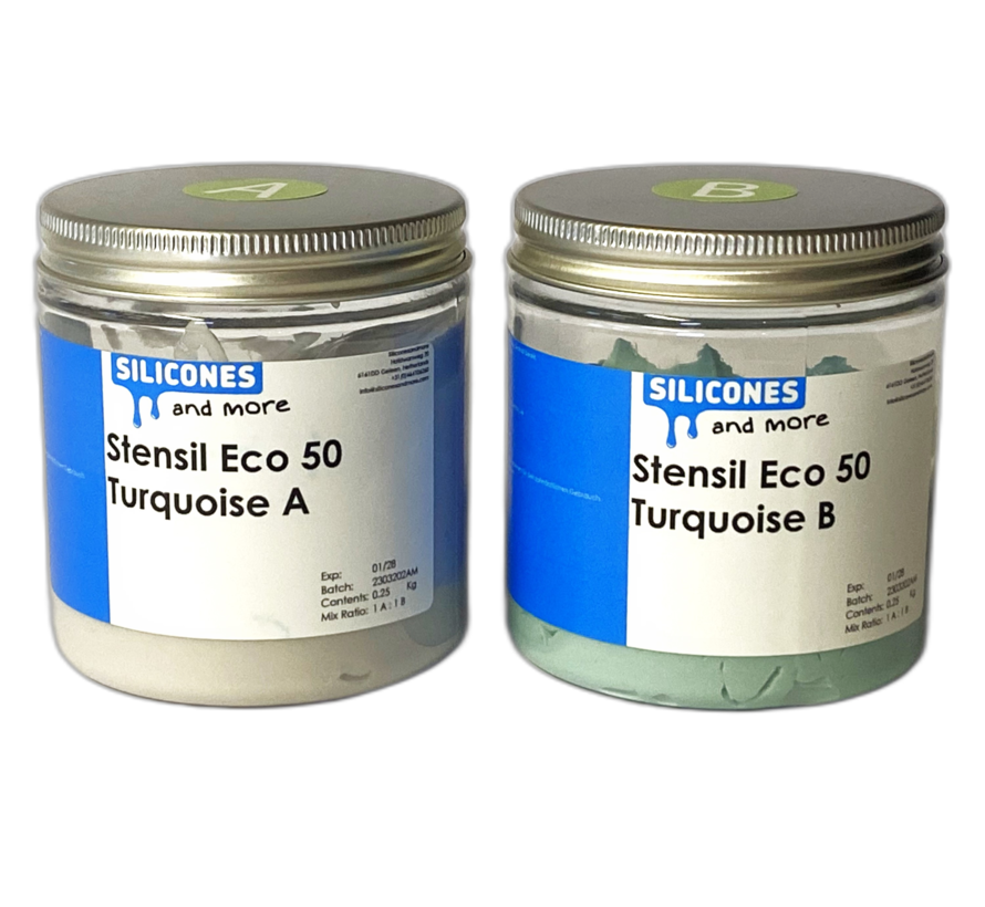 Stensil ECO 50 Turquoise, kneedbare siliconen Shore A 50