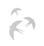 SVERM large | three grey cardboard swallows for the wall