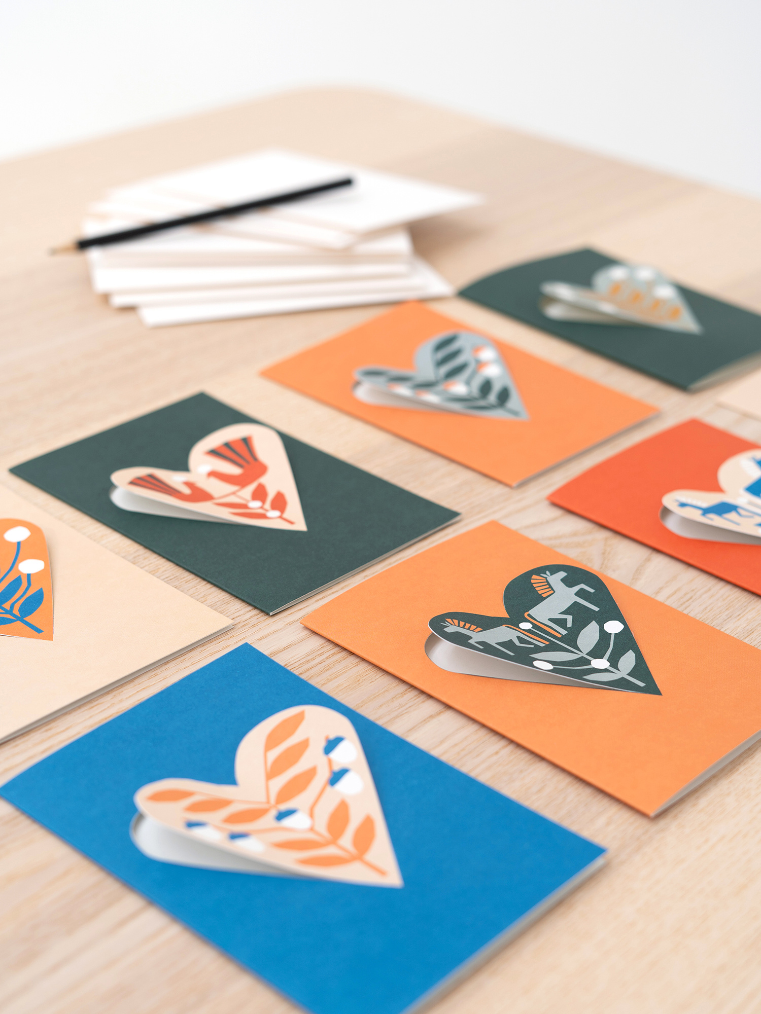 HEART card horses - red