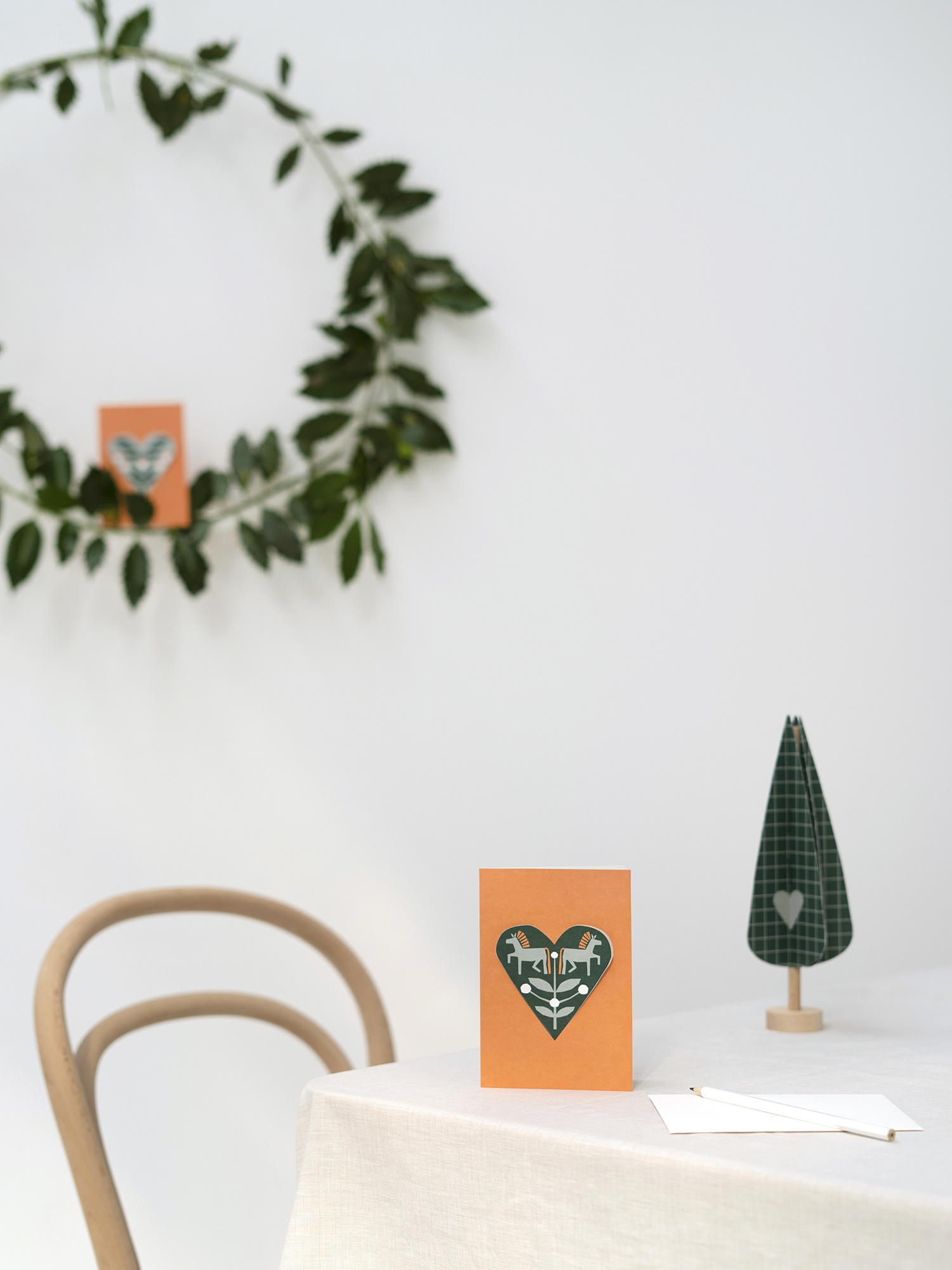 HEART card horses brique | wenskaart met pop-up hart