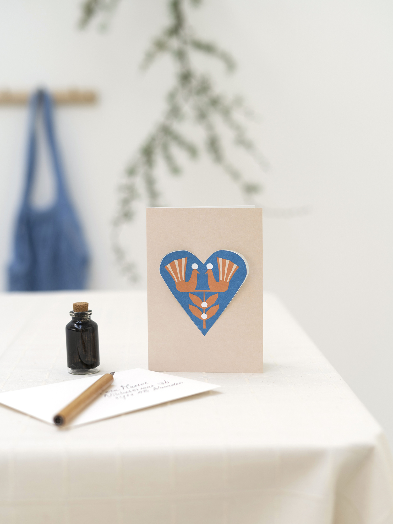 HEART card birds - light pink