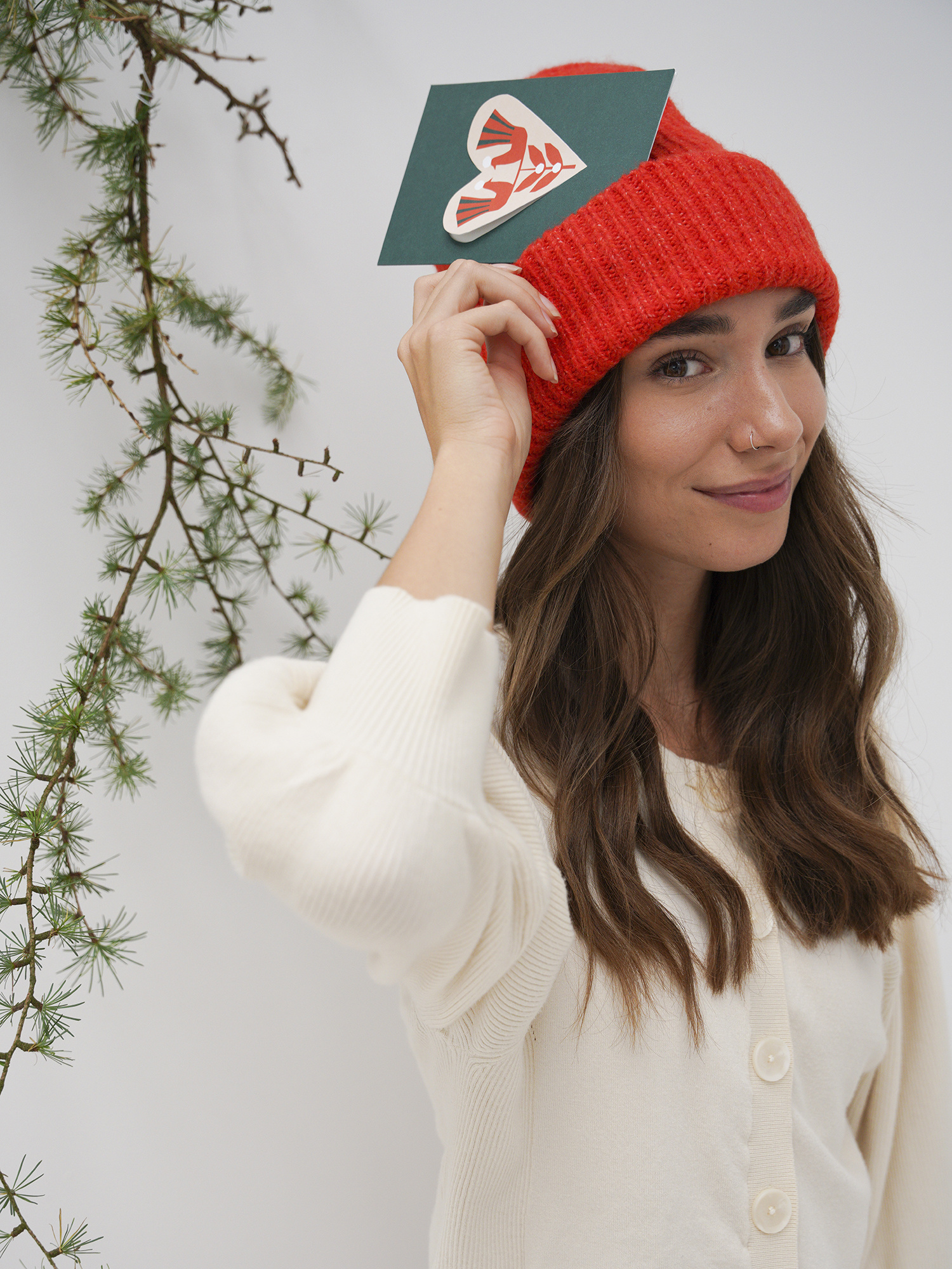 HEART card birds - dark green