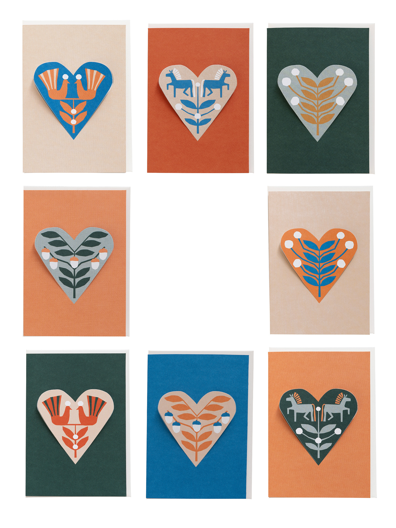 HEART card acorns - blue | pop out heart greeting card with envelope