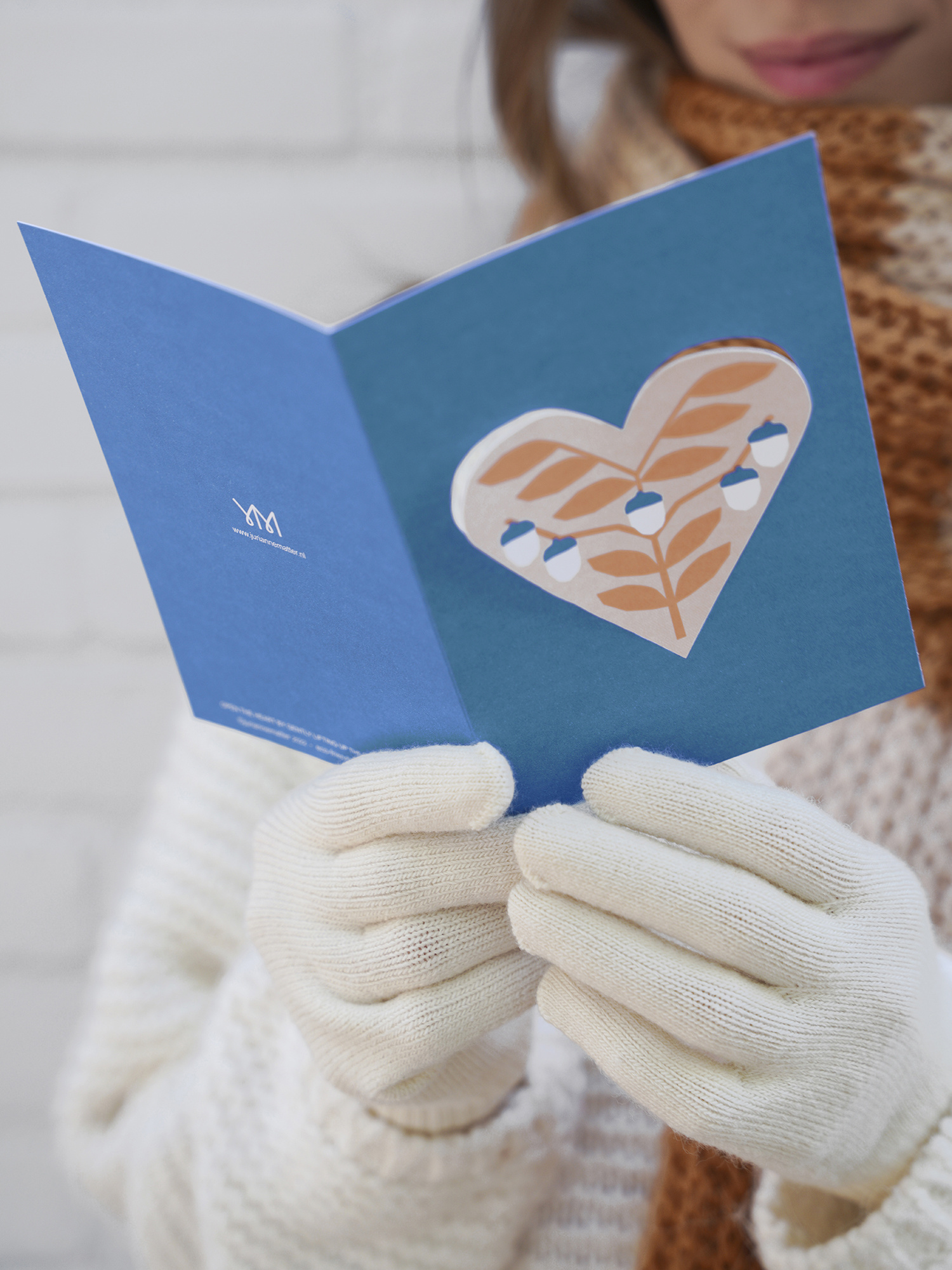 HEART card acorns blue | wenskaart met pop-up hart