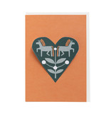 HEART card horses - brique | greeting card with a pop out heart