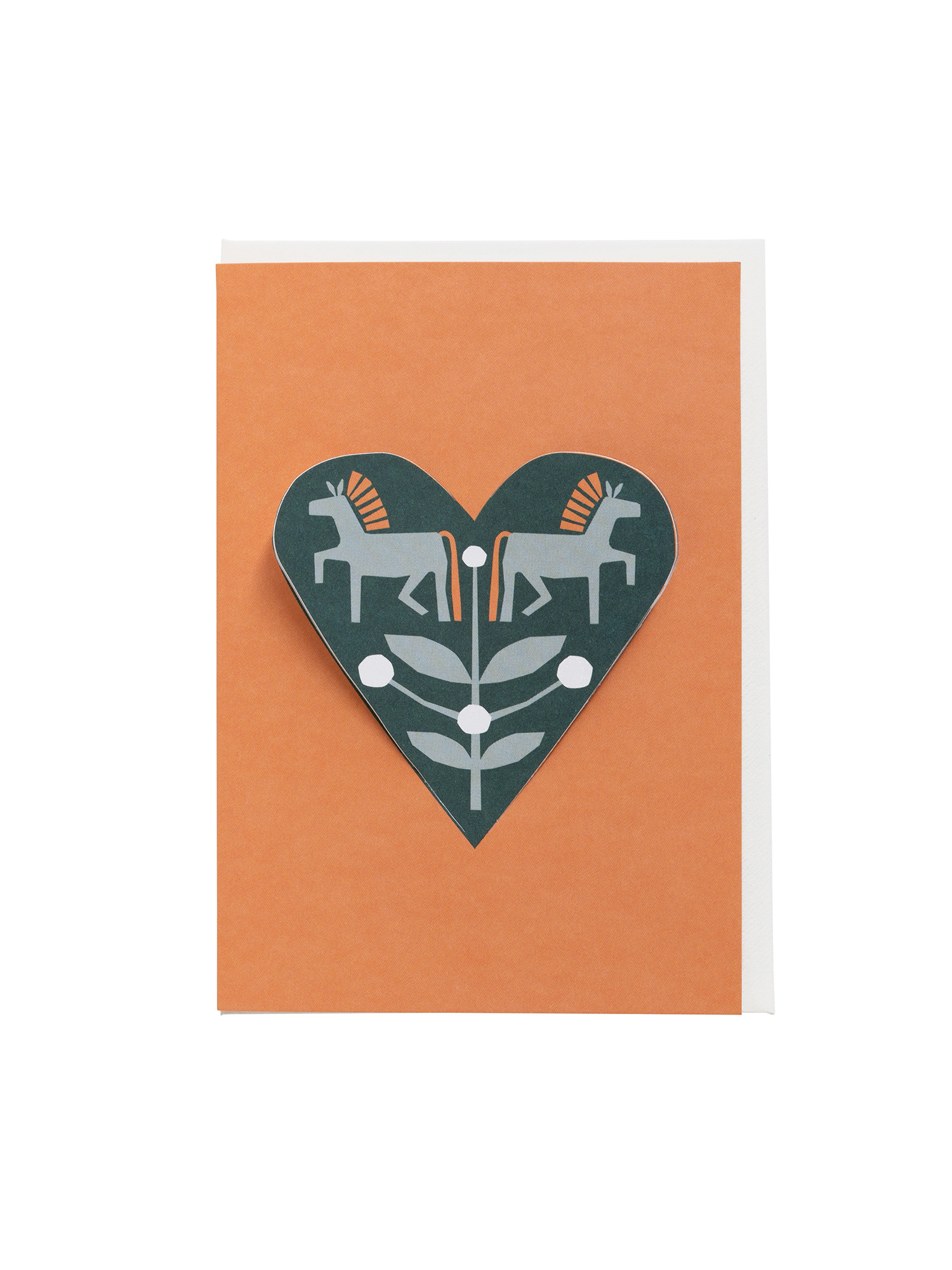 HEART card horses brique | wenskaart met pop-up hart